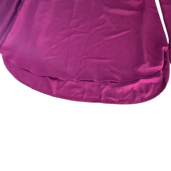 Pleione Womens' Long Sleeve Blouse Size L Magenta Polyester V-Neck Front Pocket - Picture 10 of 14